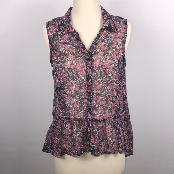 Mossimo Supply Co. Tops - Sleeveless Floral Mossimo Button-Down Top